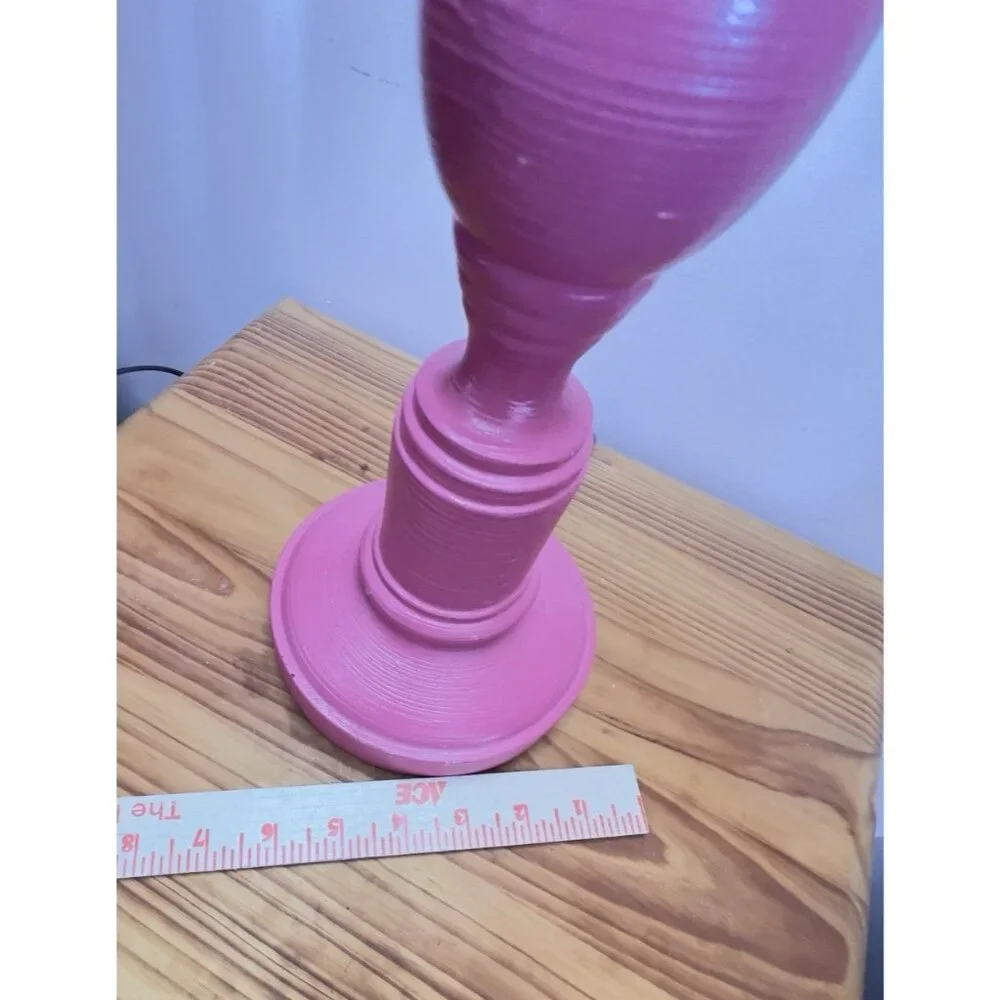 Custom Lamp Tall Burlap Shade Wood Beads Pink Unique Designer 25